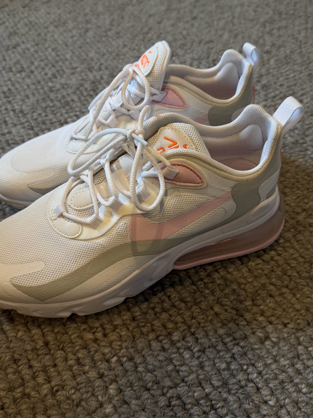 Nike Women's White Sneakers with Pink Accents